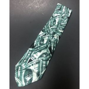 Neck Tie Looney Tunes Mania‎ Money Black And Green W/ Taz Dollars 58” Silk